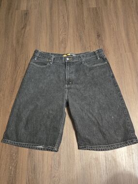 Silver Tab Levis Men's Black Washed Denim Jean Shorts - Casual Five-Pocket